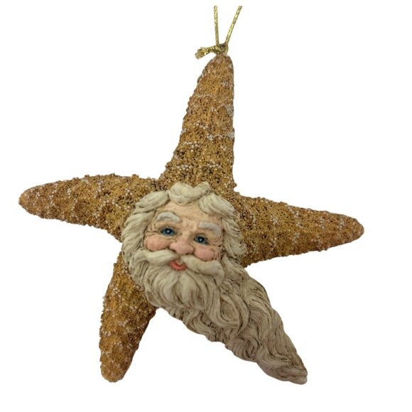 2 Beach Ornaments - Starfish with Santa Face & Santa Relaxing in an Innertube - Picture 5 of 6